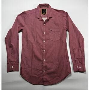 Mercedes Benz Tommy Hifiger Men's Long Sleeve Red Geo Print Button shirt Sz- S